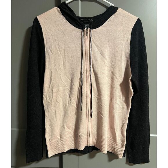 August Silk Knits Silk/Cashmere Blend Thin Jacket Two Tone Pink/Black Size Large - Picture 1 of 5